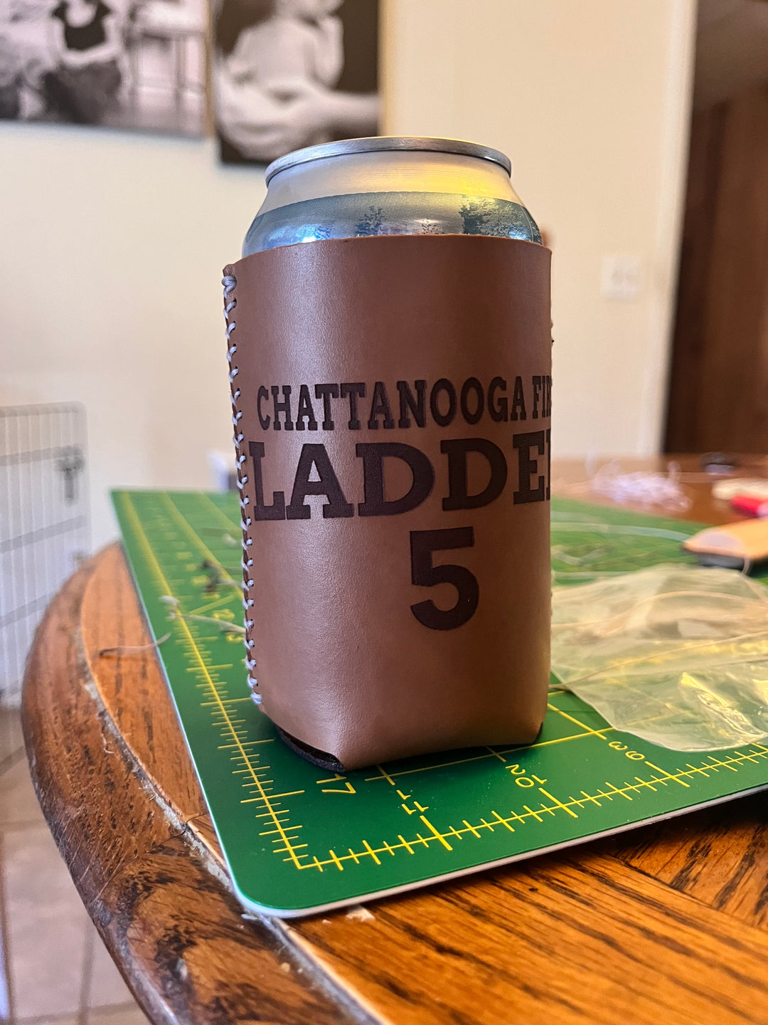 Custom Engraved Leather Koozie