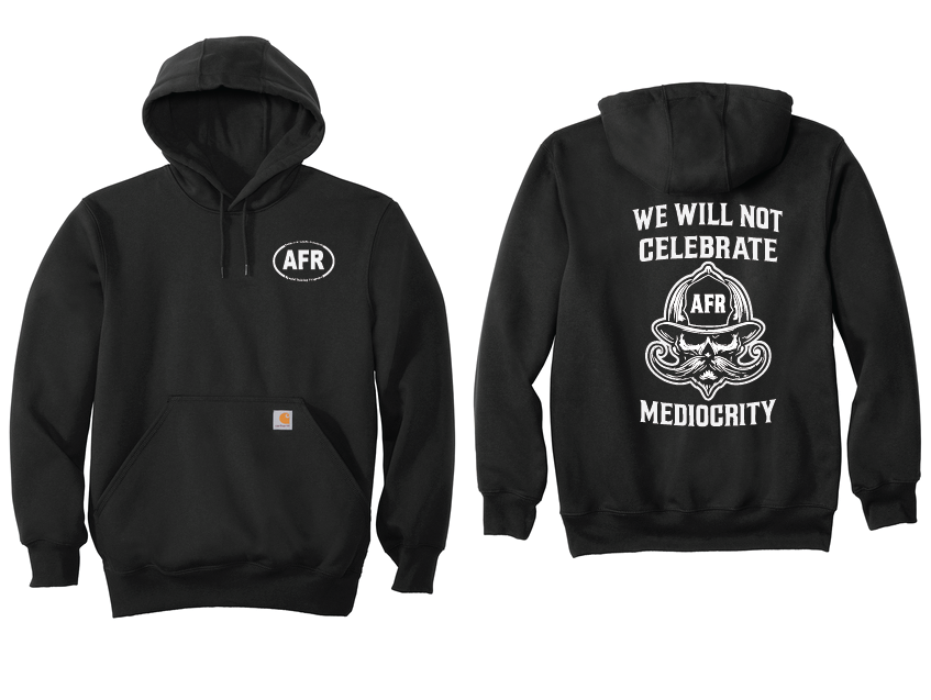 MEDIOCRITY- BLACK w/White AFR on Left Chest