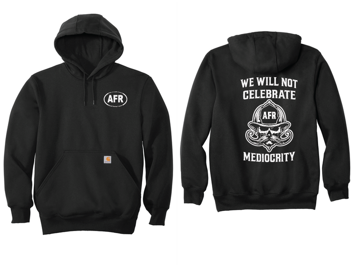 MEDIOCRITY- BLACK w/White AFR on Left Chest