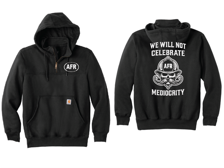 MEDIOCRITY- BLACK w/White AFR on Left Chest